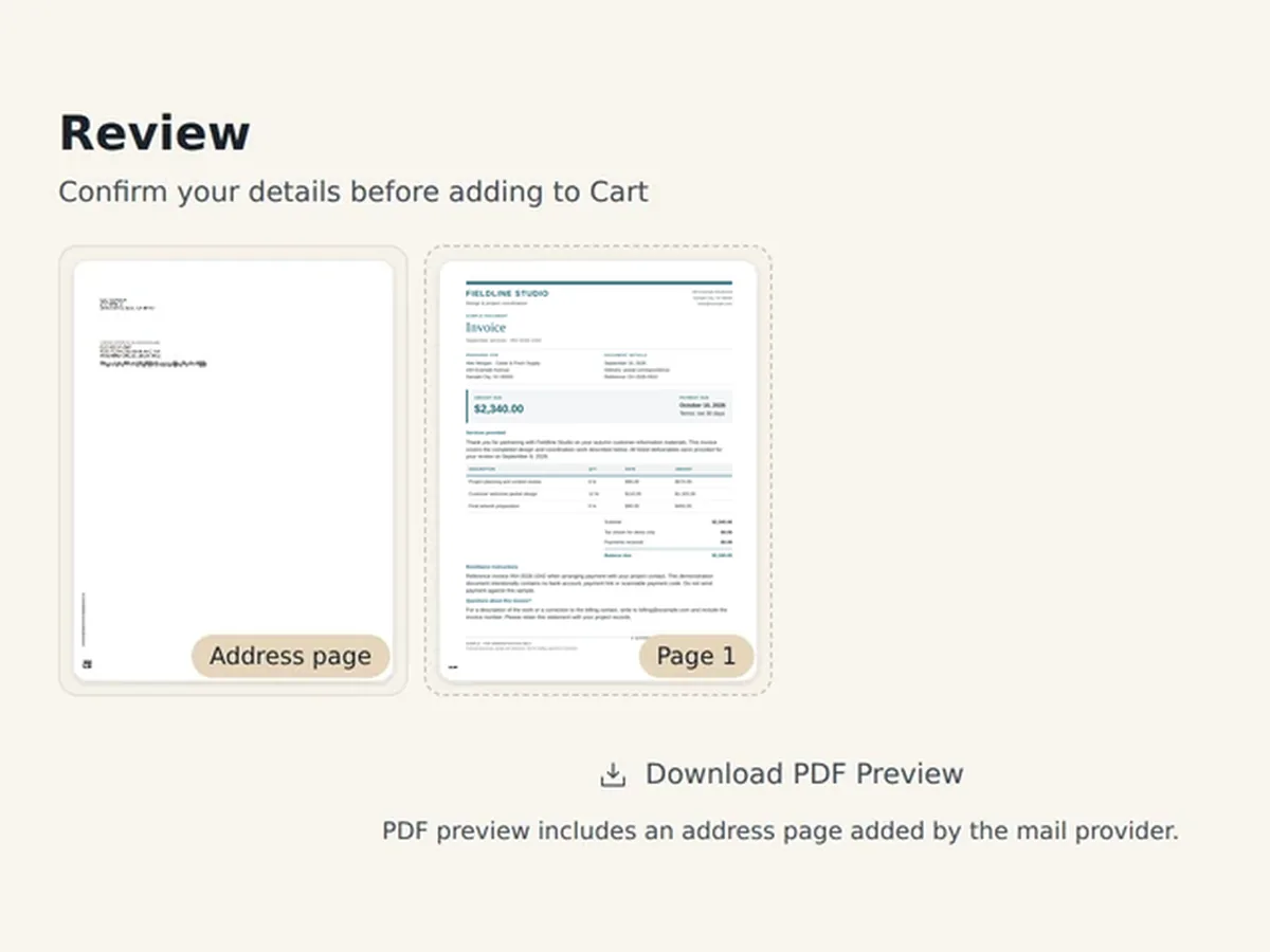 Step 3: Check the preview and the total