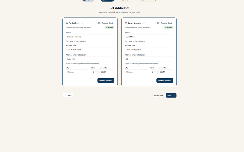 Postmarkr address validation step catching errors before mailing