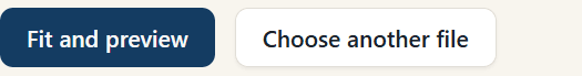 Postmarkr’s Fit and preview and Choose another file buttons after uploading the A4 example.