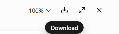Close-up of ChatGPT’s file-preview toolbar. The Download arrow sits between the zoom control and full-screen control.